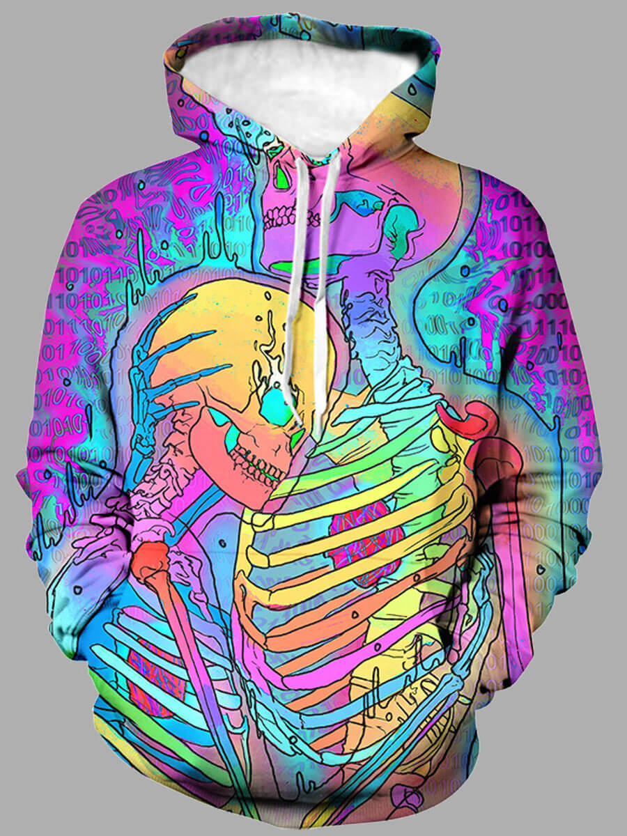 

Lovely Street Hooded Collar Print Multicolor Men Hoodie, Multi