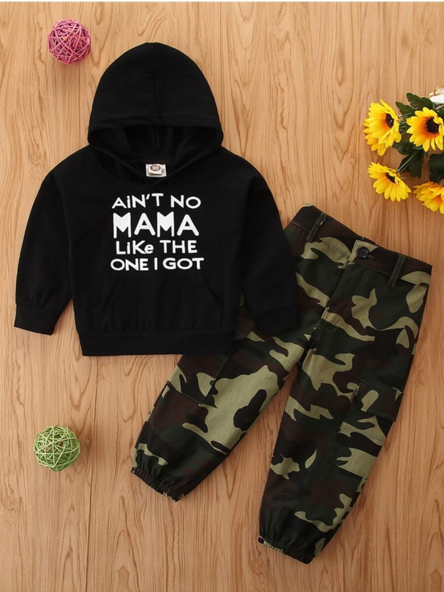 

Lovely Casual Hooded Collar Letter Print Black Boy Two-piece Pants Set