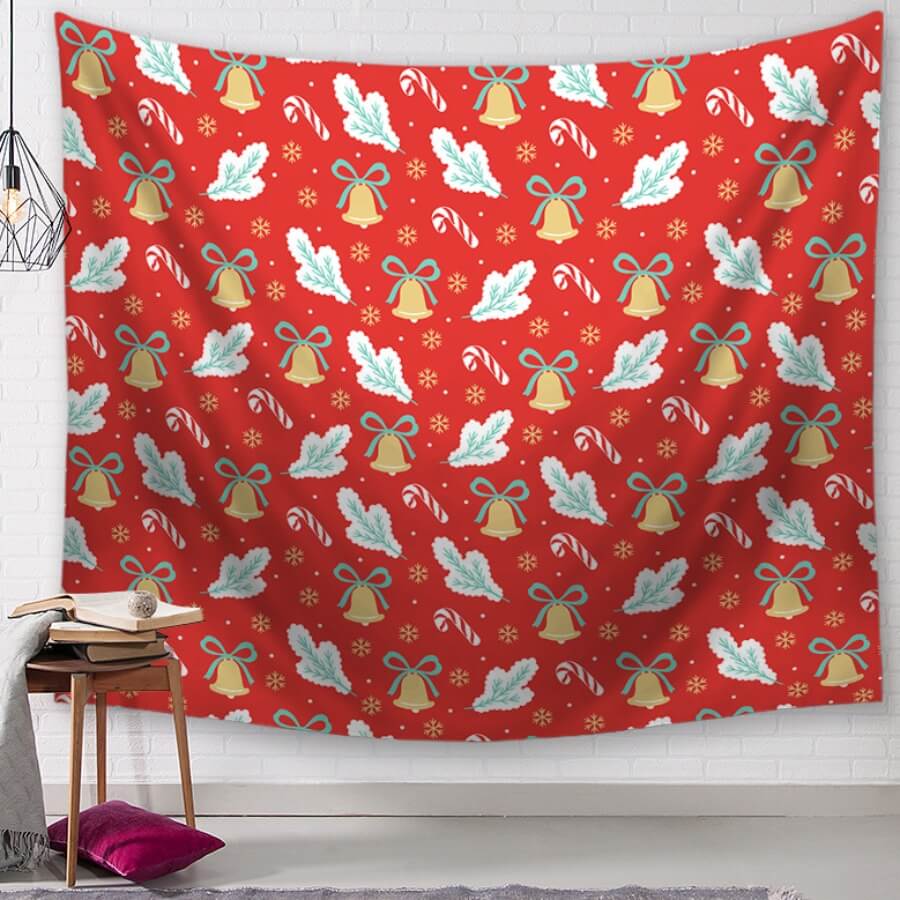 

Lovely Christmas Day Print Red Wall Cloth