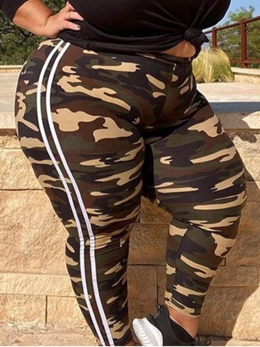 

Lovely Casual Camo Print Skinny Plus Size Pants