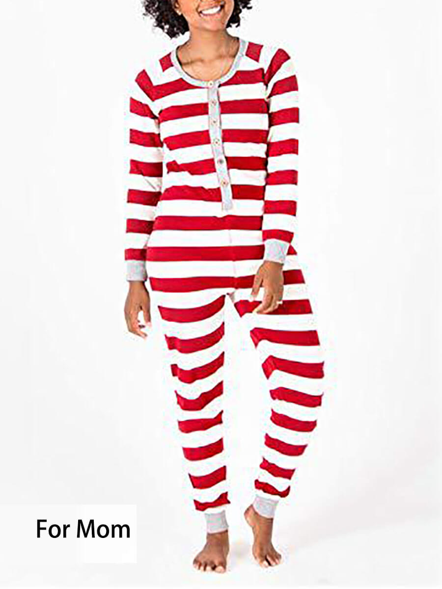 

Lovely Sweet Christmas Day Striped Patchwork Mom Two-piece Pants Set, Women
