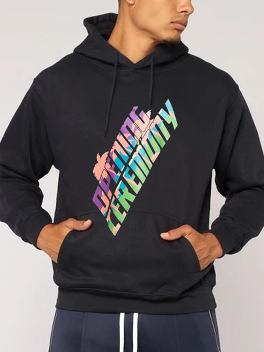 

Lovely Street Hooded Collar Letter Print Black Men Hoodie