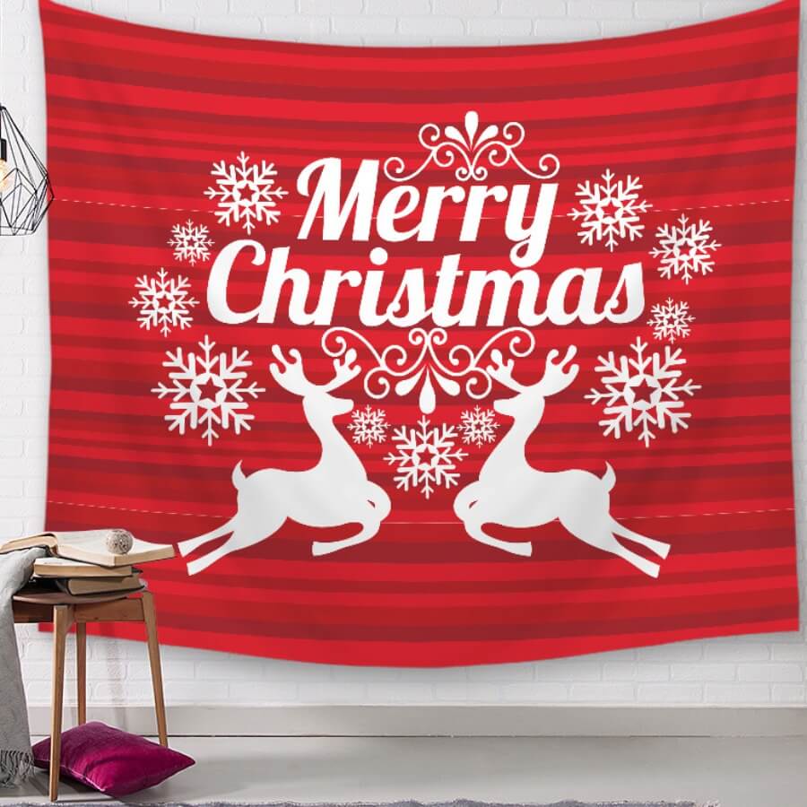 

Lovely Christmas Day Letter Print Red Wall Cloth