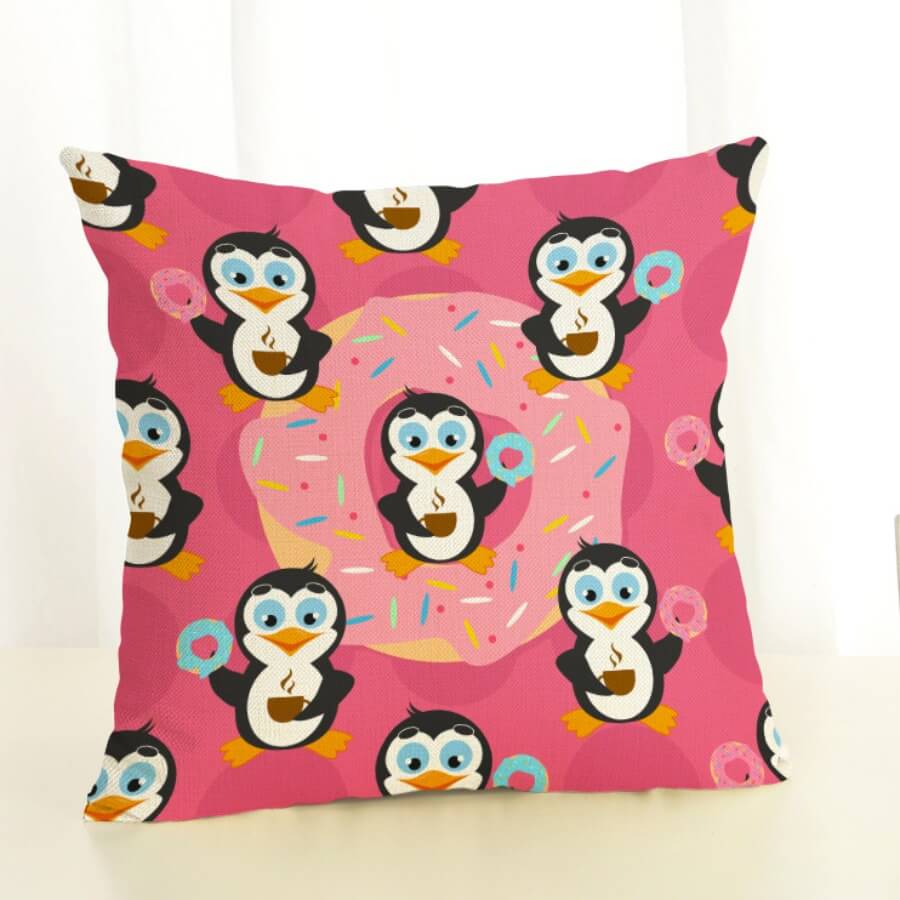 

Lovely Cartoon Print Patchwork Pink Decorative Pillow Case