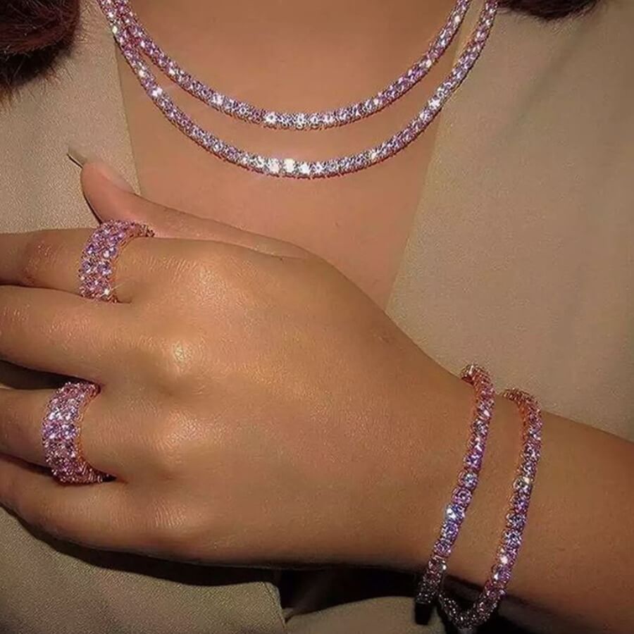 

Lovely Party Sequined Pink Necklace