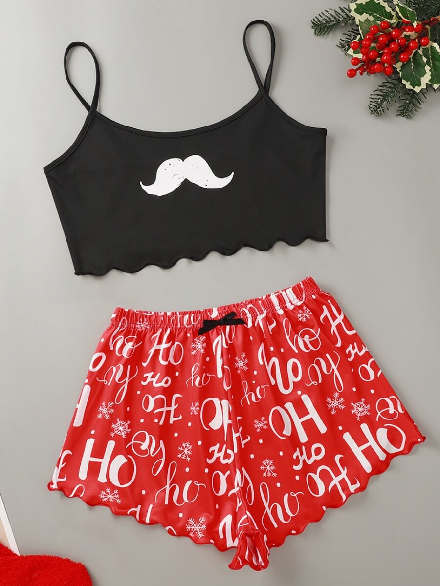 

Lovely Trendy Christmas Day Letter Print Red Sleepwear