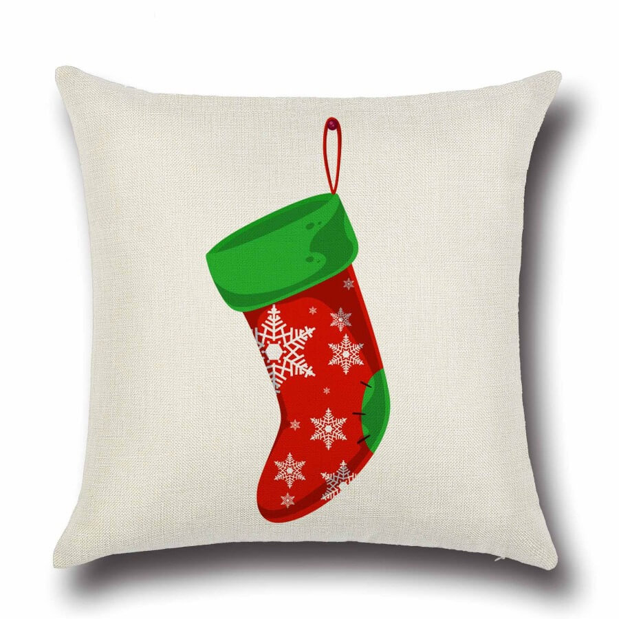 

Lovely Christmas Elements Print Red Decorative Pillow Case