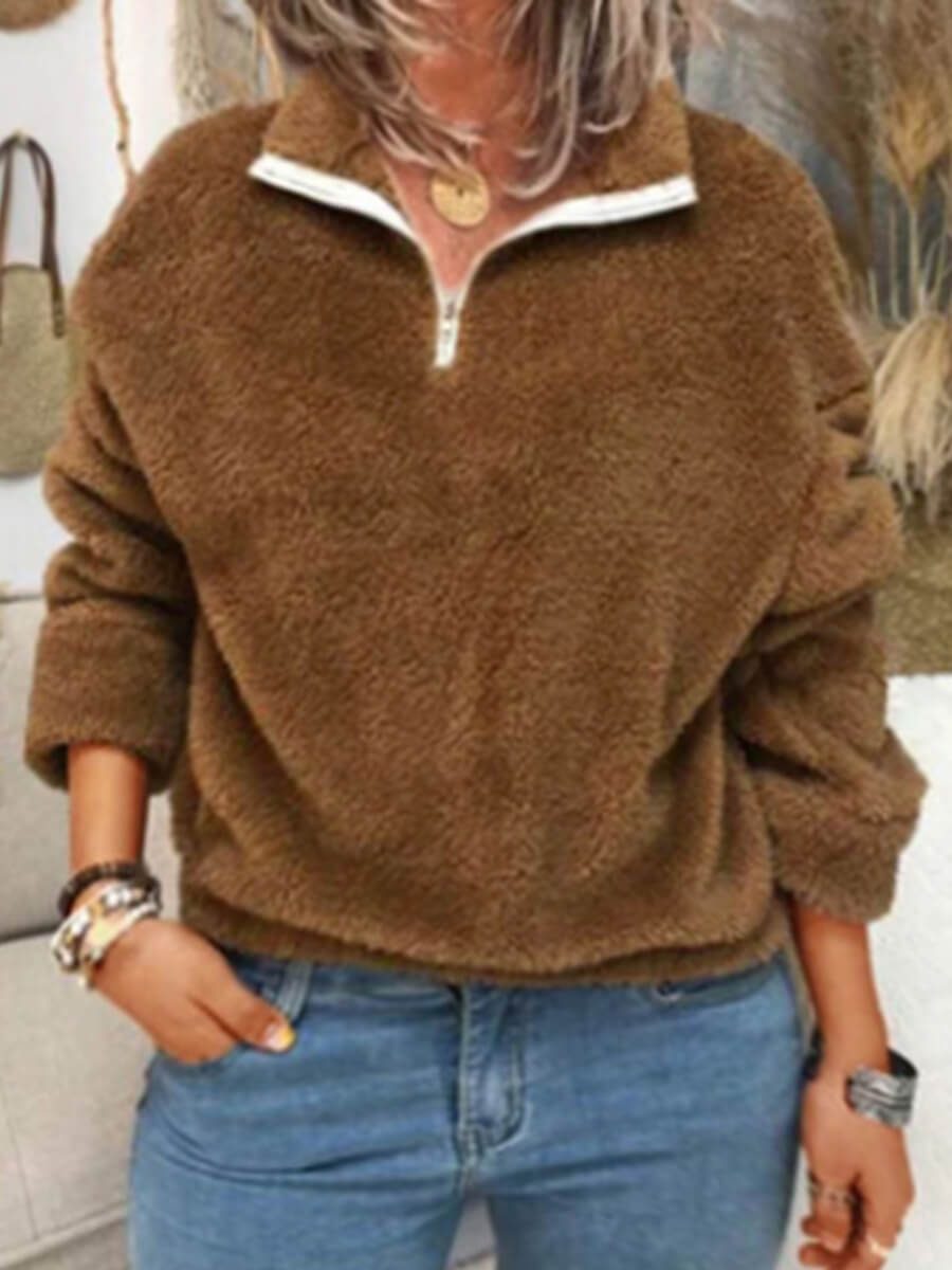 

Lovely Casual Turndown Collar Patchwork Brown Plus Size Hoodie