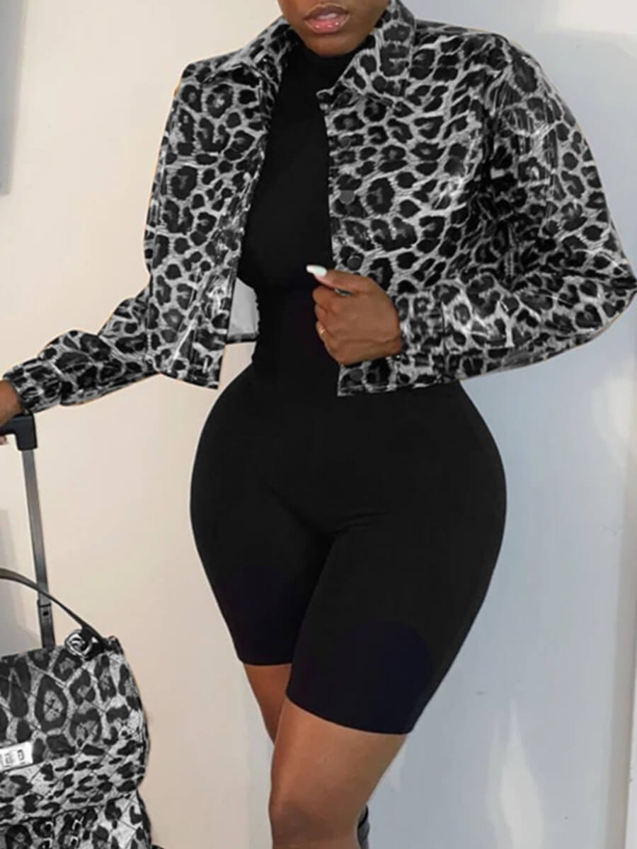 

Lovely Casual Leopard Print Patchwork Black And White Leather