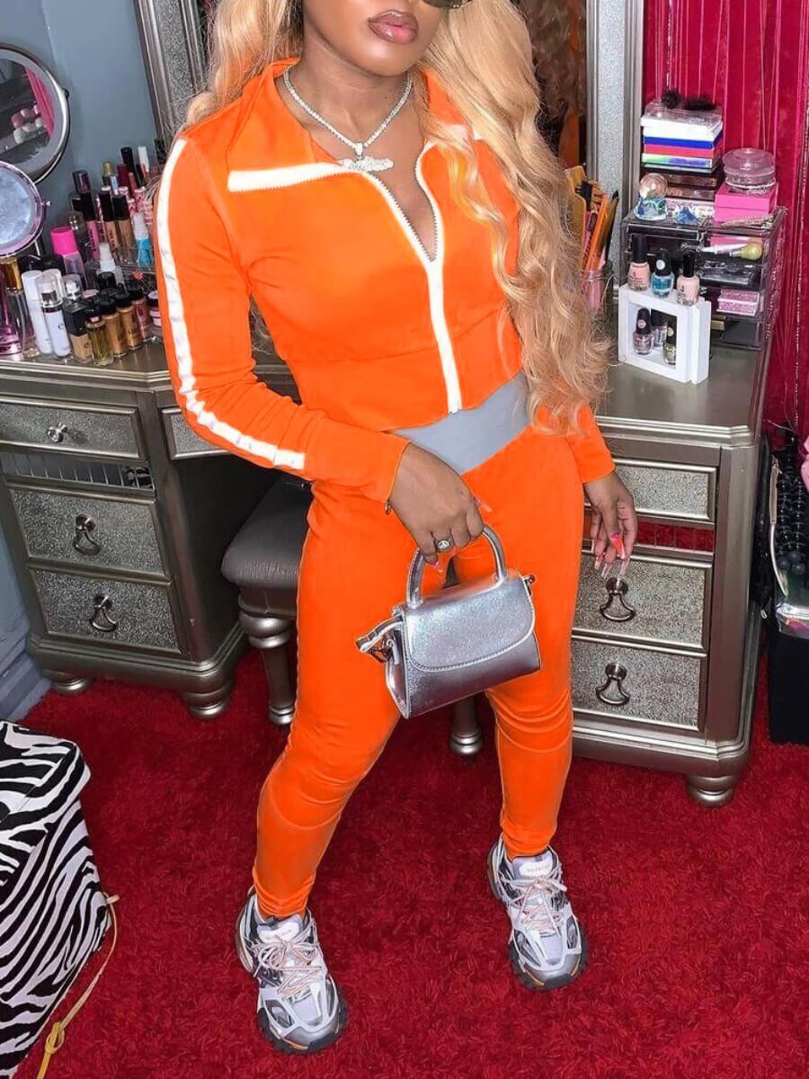 

Lovely Sportswear Striped Patchwork Croci Two Piece Pants Set