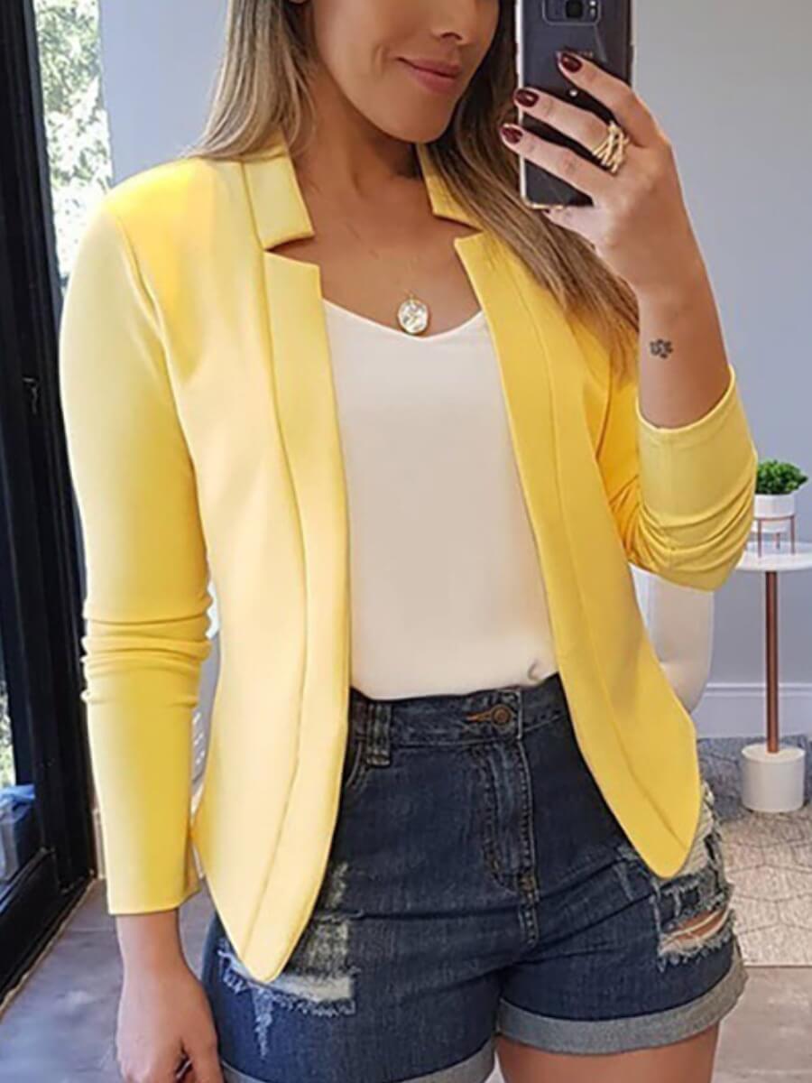 

Lovely Formal Basic Skinny Yellow Blazer