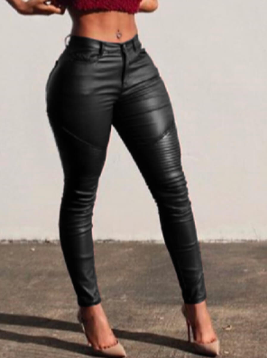 

Lovely Street Mid Waist Elastic Black Pants