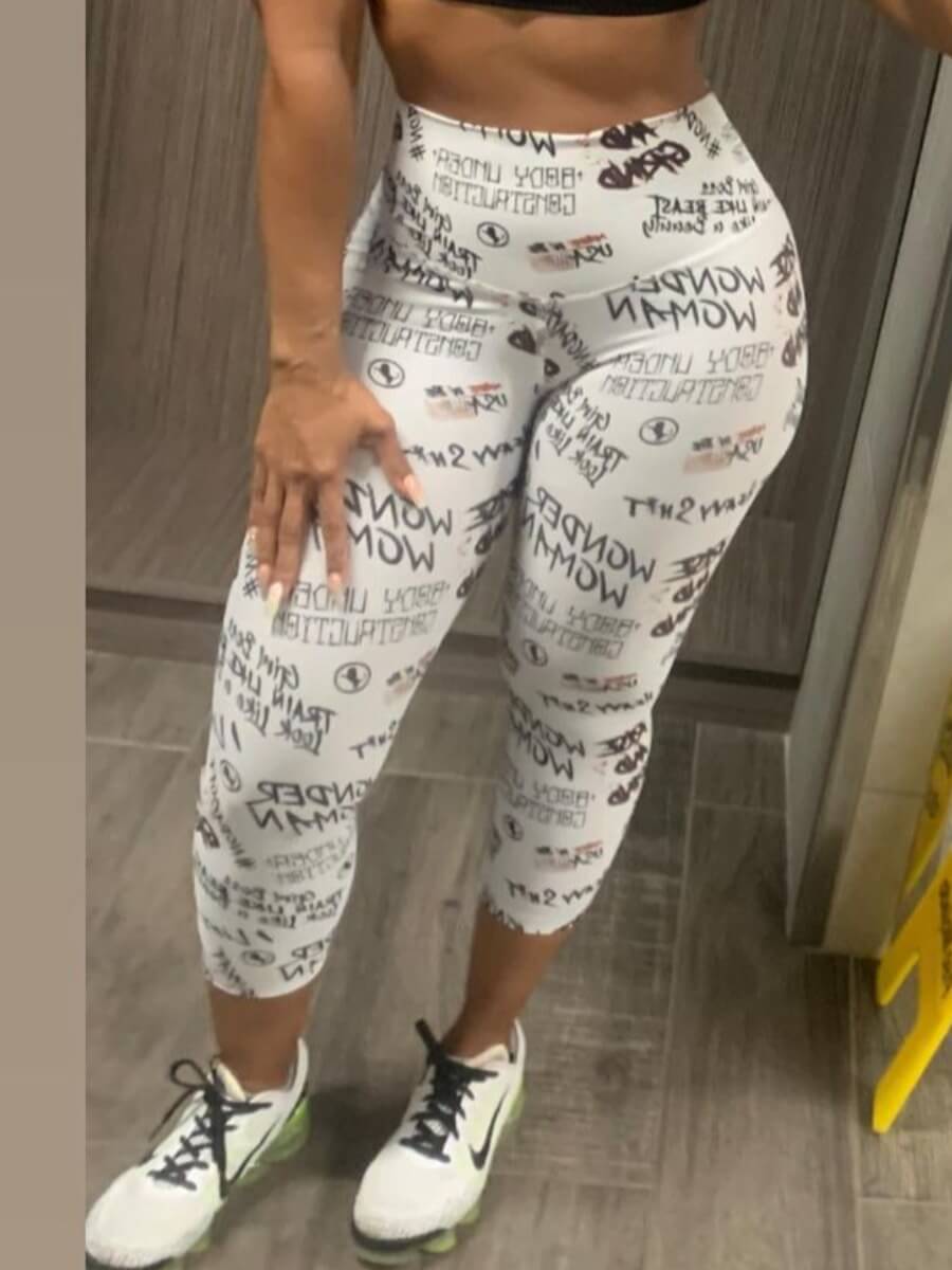 

Lovely Sportswear Letter Print White Leggings