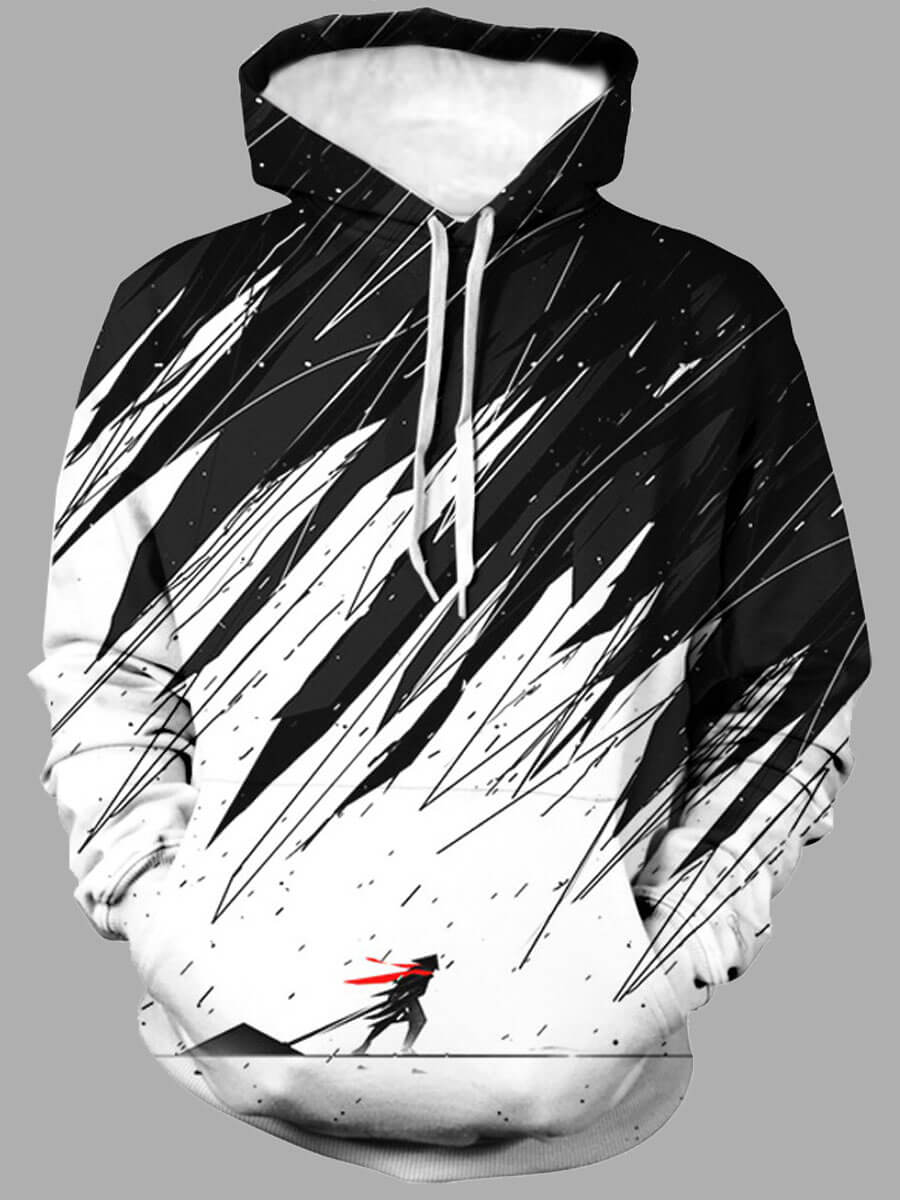 

Lovely Casual Hooded Collar Color-lump Print White Men Hoodie