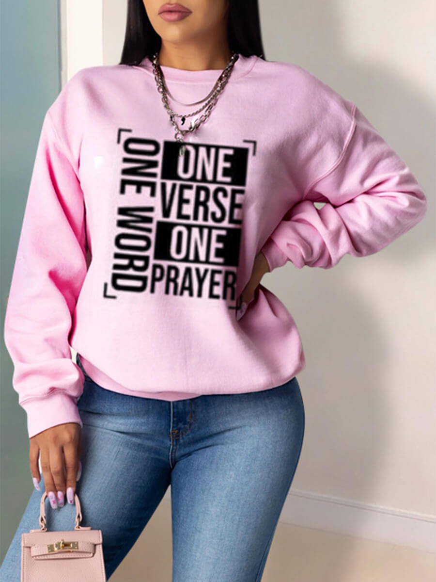 

Lovely Street Letter Print Patchwork Pink Hoodie