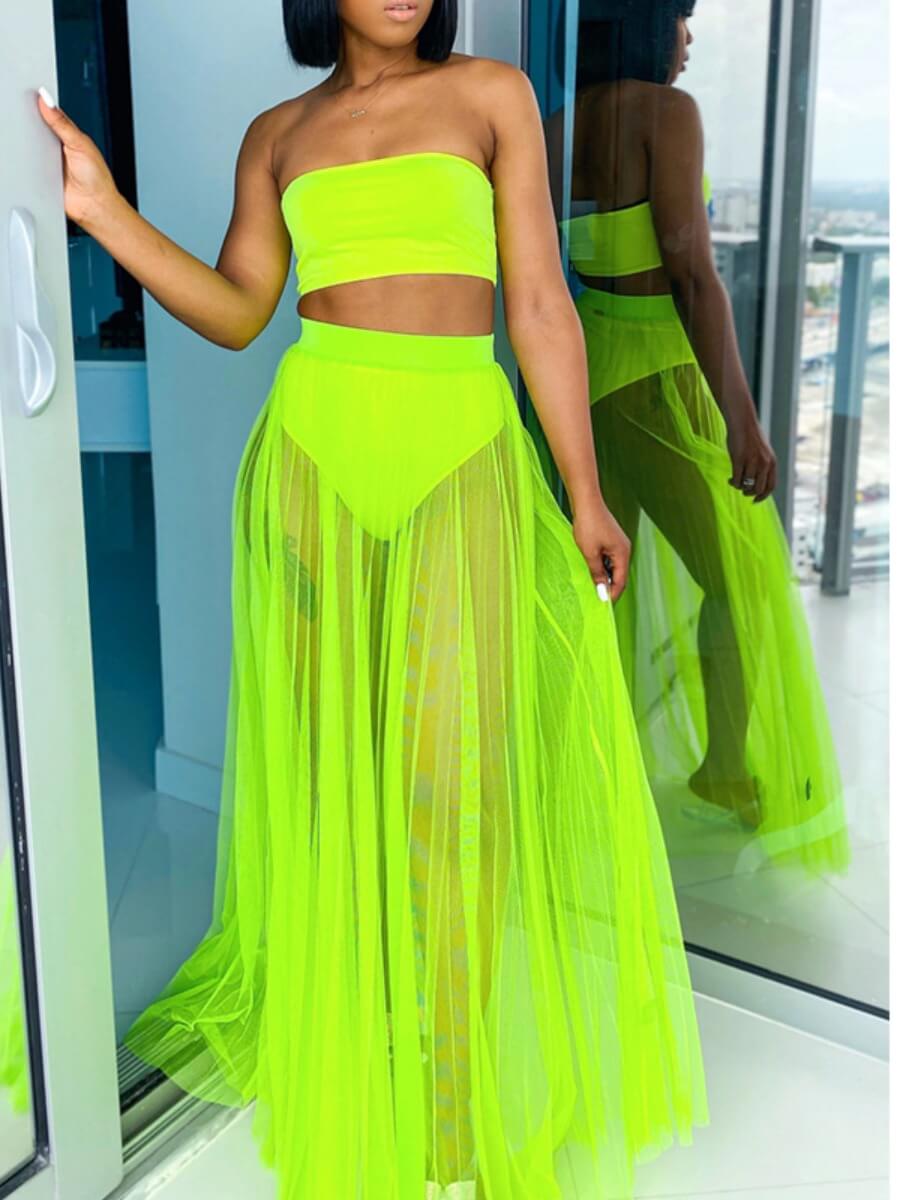 

LW Strapless See-through Bikini Set, Green