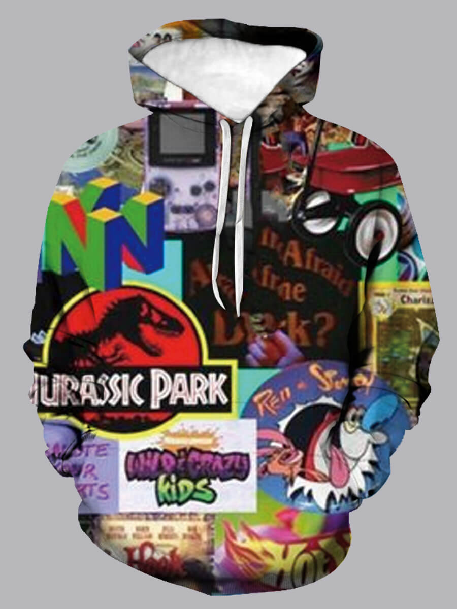 

Lovely Street Hooded Collar Print Multicolor Men Hoodie, Multi