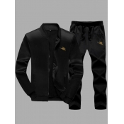 LW Men Casual Mandarin Collar Zipper Design Black 