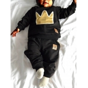 Lovely Trendy Hooded Collar Print Black Boy Two-pi