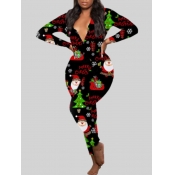 Lovely Christmas Day Full Print Black Sleepwear