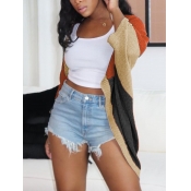 Lovely Casaul Color-lump Loose Three Quarter Sleev