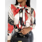 Lovely Stylish Print Patchwork Knot Design Red Blo