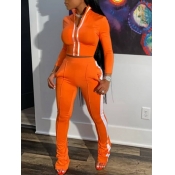 Lovely Sportswear Zipper Design Jacinth Two Piece 