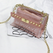 LW Trendy Letter See-through Pink Crossbody Bags