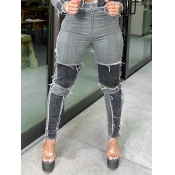 LW Trendy Patchwork Black Jeans