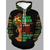 LW Men Figure Letter Print Oversized Hoodie