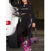 LW Sportswear Letter Print Patchwork Black Two Pie