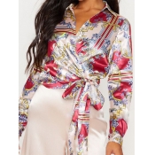Lovely Stylish Print Patchwork Multicolor Blouse