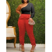 Lovely Trendy One Shoulder Drawstring Design Brown