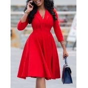 Lovely Formal V Neck Red Knee Length A Line Dress