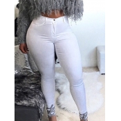 Lovely Casual Basic Skinny White Plus Size Jeans
