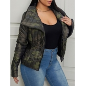 Lovely Casual Camo Army Green Coat