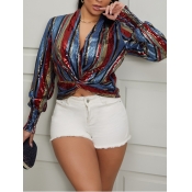 LW Trendy Striped Sequined Multicolor Shirt