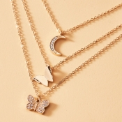 Lovely Stylish 3-piece Gold Necklace