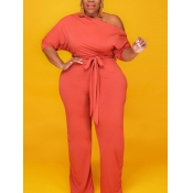 Lovely Casual Drawstring Croci Plus Size One-piece