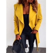 Lovely Casual Turndown Collar Loose Yellow Trench 
