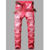 LW Men Street Gradient Patchwork Red Jeans (No Str