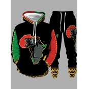 LW Men Africa Geometric Print Pants Set