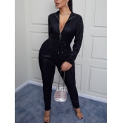 Lovely Trendy Zipper Design Drawstring Black One-p
