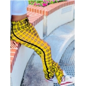 Lovely Street Grid Print Yellow Pants