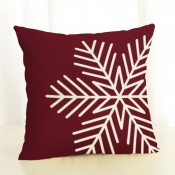 Lovely Snowflake Print Wine Red Decorative Pillow 