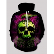 Lovely Street Hooded Collar Skull Print Black Boy 