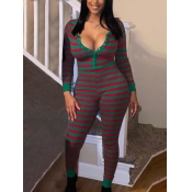 LW Striped Button Design Jumpsuit