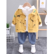 Lovely Casual Fish Print Patchwork Yellow Boy Two 
