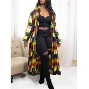 Lovely Street Turndown Collar Print Patchwork Yell