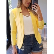 Lovely Formal Basic Skinny Yellow Blazer